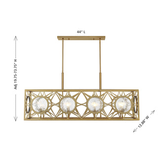 Balfour 8-Light Linear Chandelier in Warm Brass