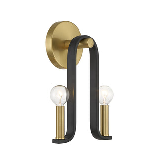 Archway 2-Light Wall Sconce in Matte Black with Warm Brass Accents