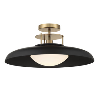 Gavin 1-Light Ceiling Light in Matte Black with Warm Brass Accents
