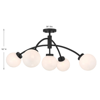 Redfield 5-Light Semi-Flush in Matte Black