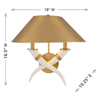 Hearne 2-Light Wall Sconce in Warm Brass by Dann Foley