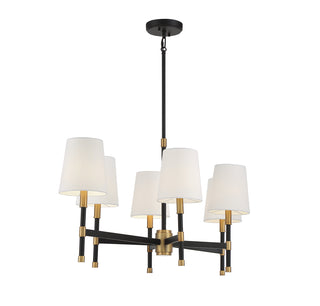 Brody 6-Light Linear Chandelier in Matte Black with Warm Brass Accents