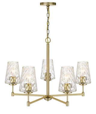 60W X 5 Crestwood Metal Chandelier With Textured Glass Shades