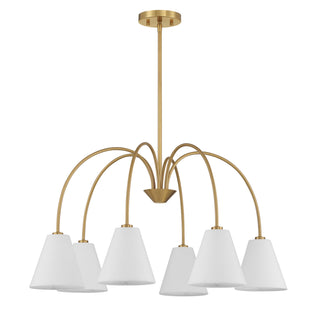 6-Light Chandelier in Natural Brass
