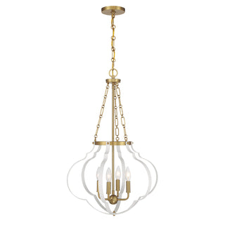 Mercer 4-Light Pendant in White and Warm Brass