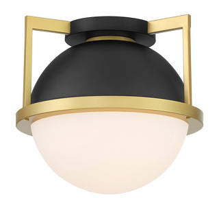 Carlysle 1-Light Ceiling Light in Matte Black with Warm Brass Accents