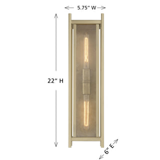 Jacobs 2-Light Outdoor Wall Lantern in Serene Brass