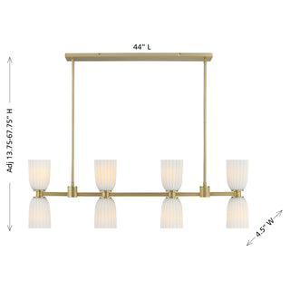 Baldwin 8-Light Linear Chandelier in Noble Brass