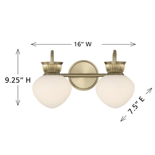 Melbourne 2-Light Bathroom Vanity Light in Noble Brass