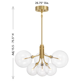 6-Light Chandelier in Natural Brass