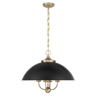 Monterey 4-Light Pendant in Matte Black and Warm Brass