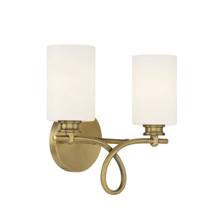 Woodbury 2-Light Bathroom Vanity Light in Warm Brass