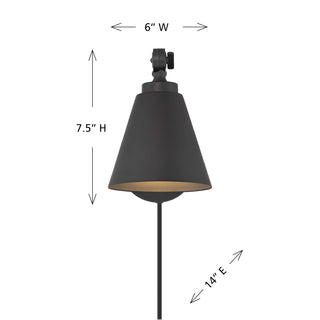1-Light Wall Sconce in Matte Black (Set of 2)