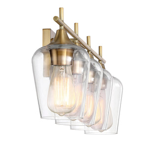 Octave 4-Light Bathroom Vanity Light in Warm Brass