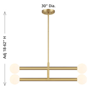 4-Light Chandelier in Natural Brass