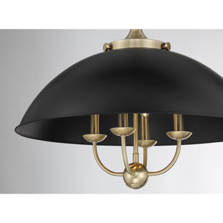 Monterey 4-Light Pendant in Matte Black and Warm Brass