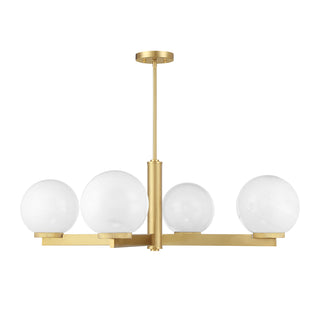 4-Light Chandelier in Natural Brass