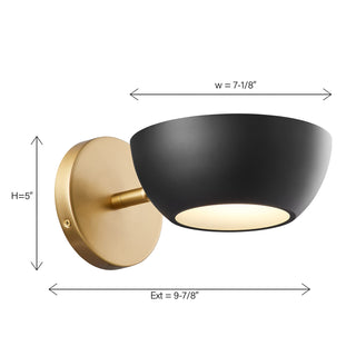 1-Light Wall Sconce in Matte Black and Natural Brass