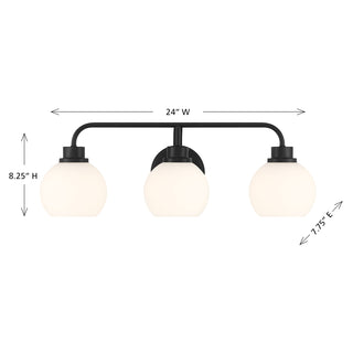 3-Light Bathroom Vanity Light in Matte Black