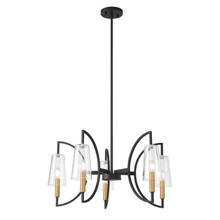 Hanley 5-Light Chandelier in Matte Black and Warm Brass