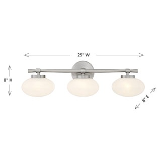 Barrow 3-Light Bathroom Vanity Light in Satin Nickel