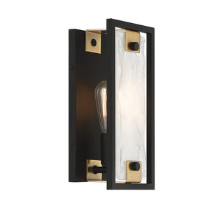 Hayward 1-Light Wall Sconce in Matte Black with Warm Brass Accents
