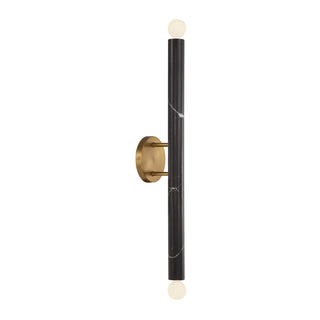 Callaway 2-Light Wall Sconce in Black Marble with Warm Brass