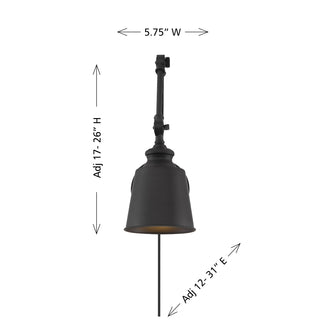 1-Light Adjustable Wall Sconce in Matte Black (Set of 2)