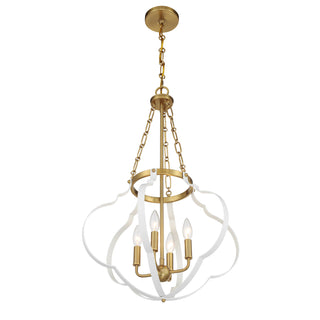 Mercer 4-Light Pendant in White and Warm Brass