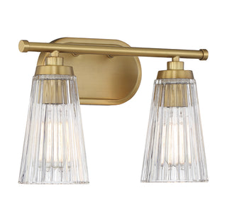Chantilly 2-Light Bathroom Vanity Light in Warm Brass