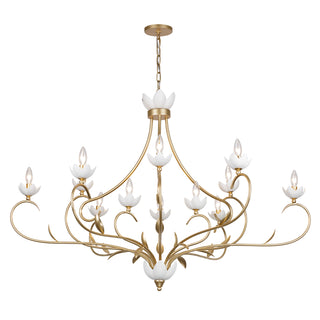 Muse 12-Light Chandelier in French Gold and White Cashmere by Breegan Jane