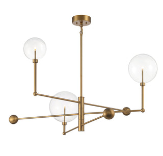 3-Light Chandelier in Natural Brass