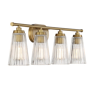 Chantilly 4-Light Bathroom Vanity Light in Warm Brass
