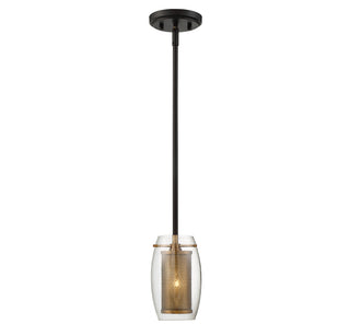 Dunbar 1-Light Mini-Pendant in Warm Brass with Bronze Accents
