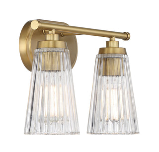 Chantilly 2-Light Bathroom Vanity Light in Warm Brass