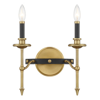 Consulate 2-Light Wall Sconce in Matte Black and Warm Brass
