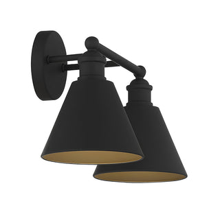 2-Light Bathroom Vanity Light in Matte Black
