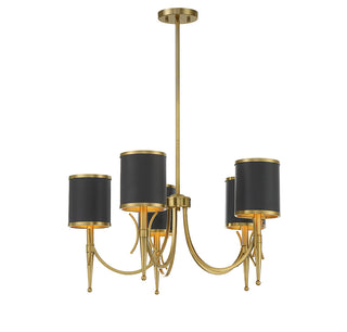 Quincy 5-Light Chandelier in Matte Black with Warm Brass Accents