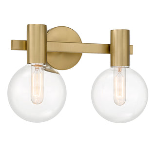 Wright 2-Light Bathroom Vanity Light in Warm Brass