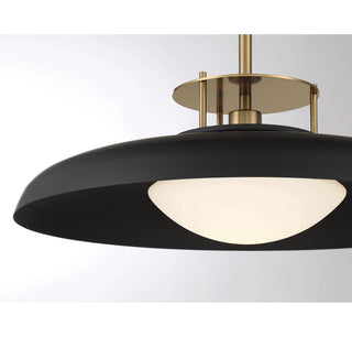 Gavin 1-Light Pendant in Matte Black with Warm Brass Accents