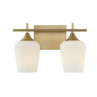 Octave 2-Light Bathroom Vanity Light in Warm Brass