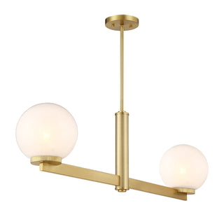 2-Light Linear Chandelier in Natural Brass
