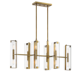 Winfield 12-Light Linear Chandelier in Warm Brass