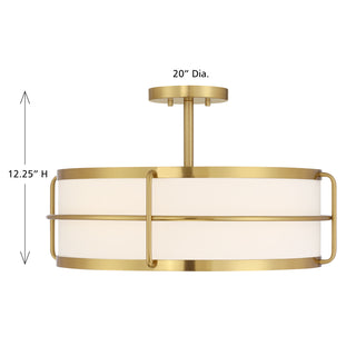 Chauncey 4-Light Ceiling Light in Warm Brass