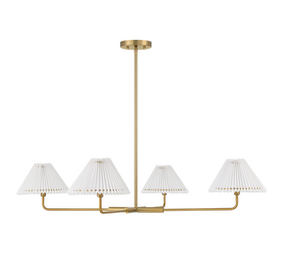 4-Light Chandelier in Natural Brass