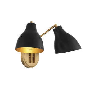 2-Light Wall Sconce in Matte Black with Natural Brass