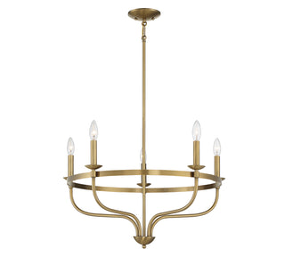 5-Light Chandelier in Natural Brass