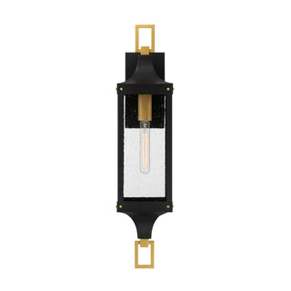 Glendale 1-Light Outdoor Wall Lantern in Matte Black and Weathered Brushed Brass
