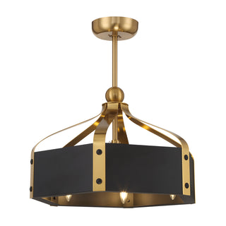 Sheffield 6-Light LED Fan D'Lier in Matte Black with Warm Brass Accents