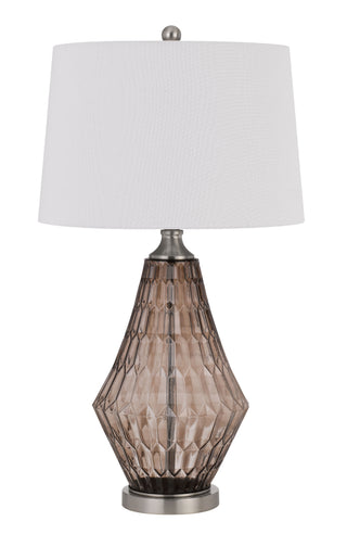 150W 3 Way Conover Glass Table Lamp With Hardbadk Taper Drum Fabric Shade